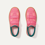 The Kids Strap Sneaker in Watermelon shown from the top.