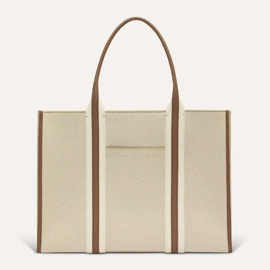 PDP |The Classic Tote in Buttercream, shown from the front.