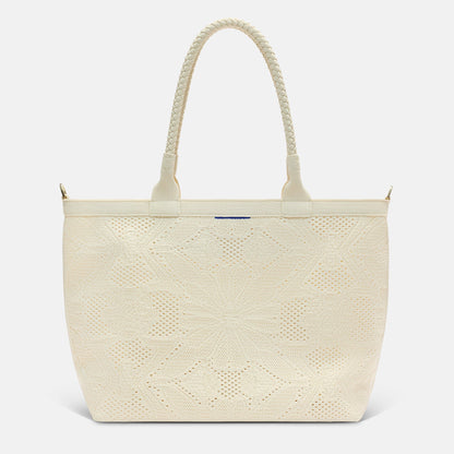 PDP |The Lightweight Zip Tote in Moonflower shown from the front.