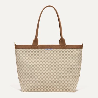 PDP |The Lightweight Zip Tote in Vanilla Wafer shown from the front.