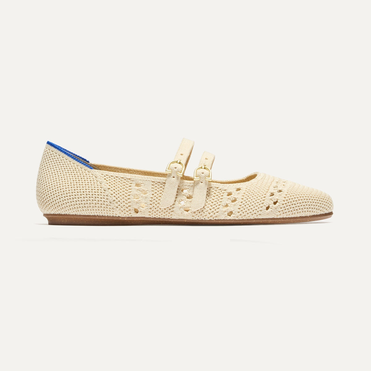 side | The Double Buckle Mary Jane in Powder Crochet shown from the side.