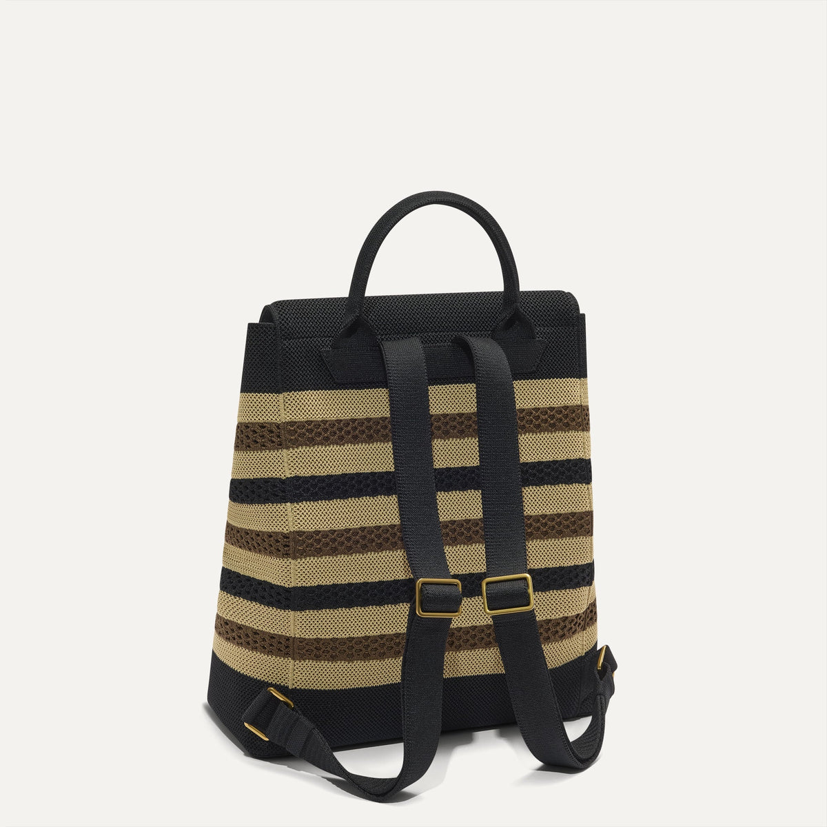 The Cinch Backpack in Mocha Stripe Crochet shown from the back