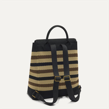 The Cinch Backpack in Mocha Stripe Crochet shown from the back