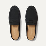 The Penny Loafer Mule in Black shown from the top.