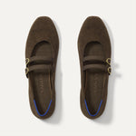 The Double Buckle Mary Jane in ReVelvet Bistro shown from the top.