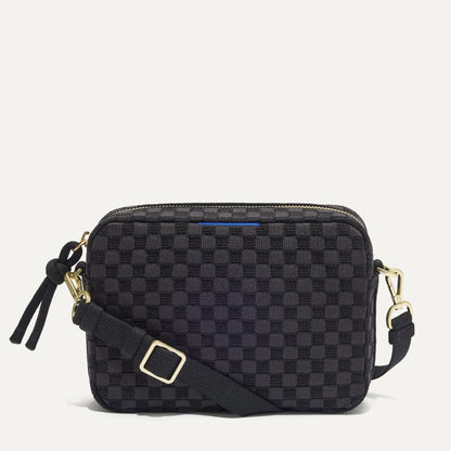 PDP |The Crossbody Camera Bag in Black Sand, shown from the front.