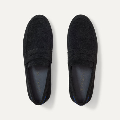 The Ravello Penny Loafer in ReVelvet™ Black shown from the top.