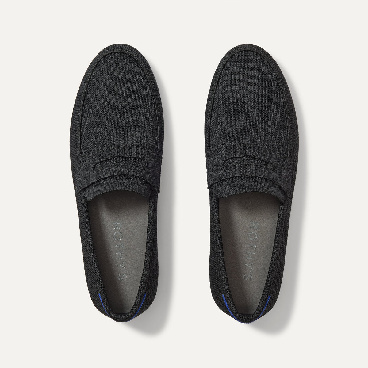 The Ravello Penny Loafer in Black shown from the top.