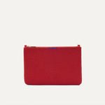 PLP |The Convertible Clutch in Scarlet Open-Knit, shown from the front.