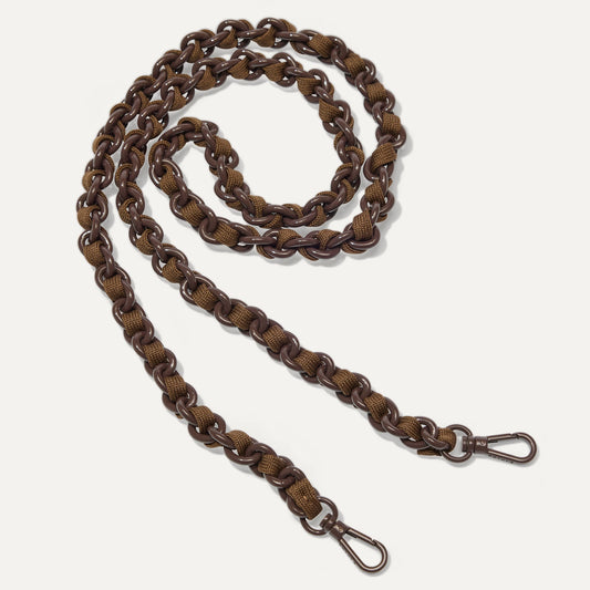 The Crossbody Strap in Espresso Chain-Knit.