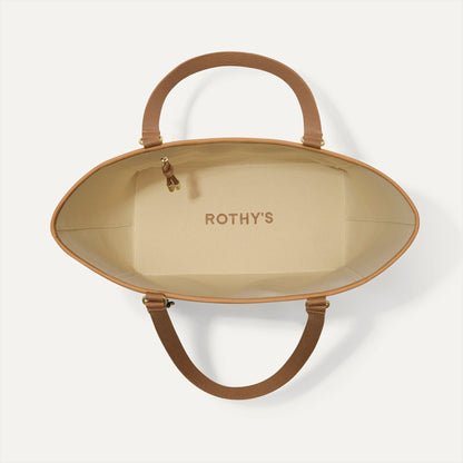 The Two-Way Tote in Shadow, shown from above, with the reversible interior exposed.