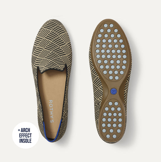 pdp | The Daily Loafer in Black Zig Zag shown from the top with one shoe showing the outsole.