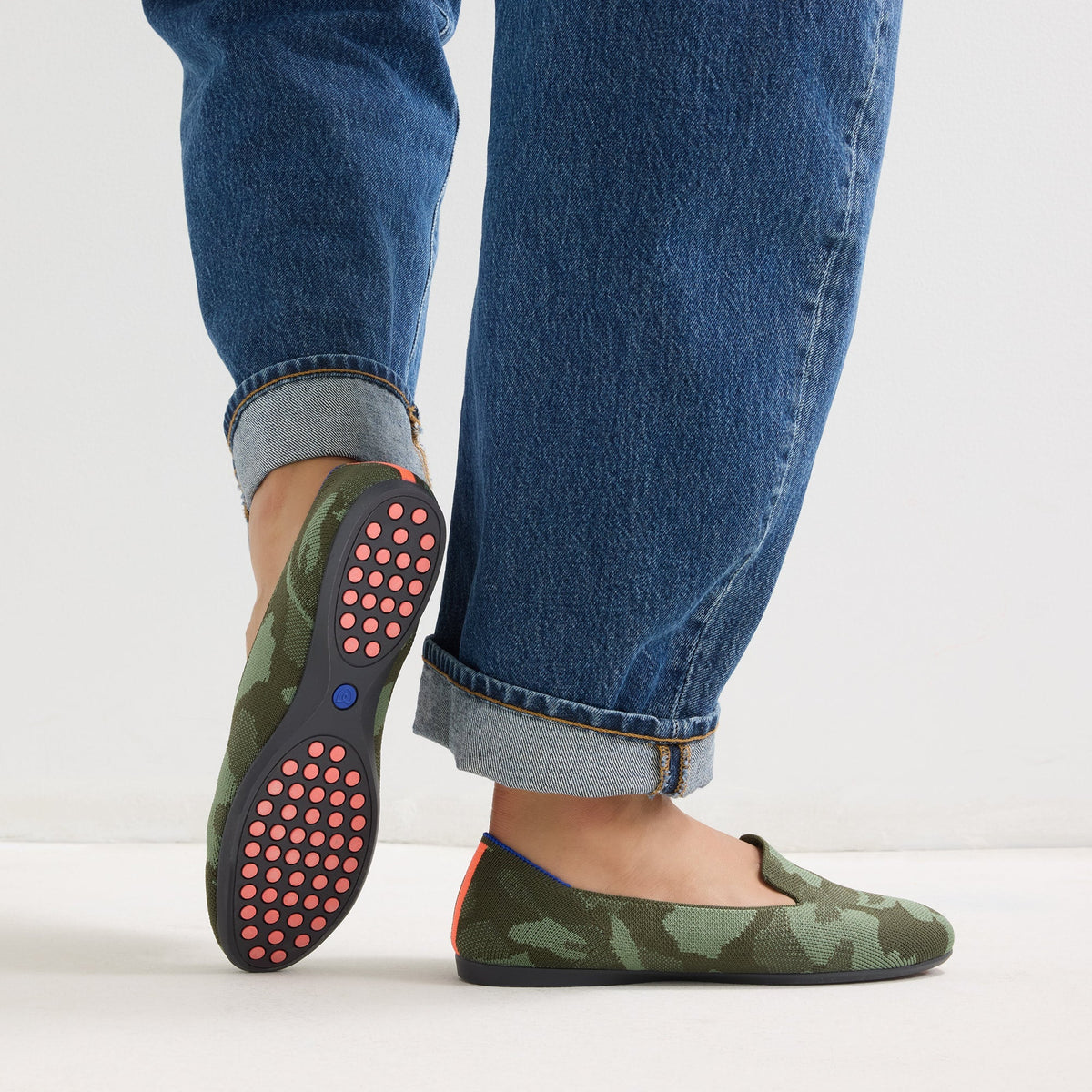 hover | Model wearing The Daily Loafer in Green Camo.