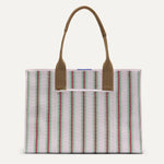PLP |The Classic Tote in Watermelon Market Stripe, shown from the front.