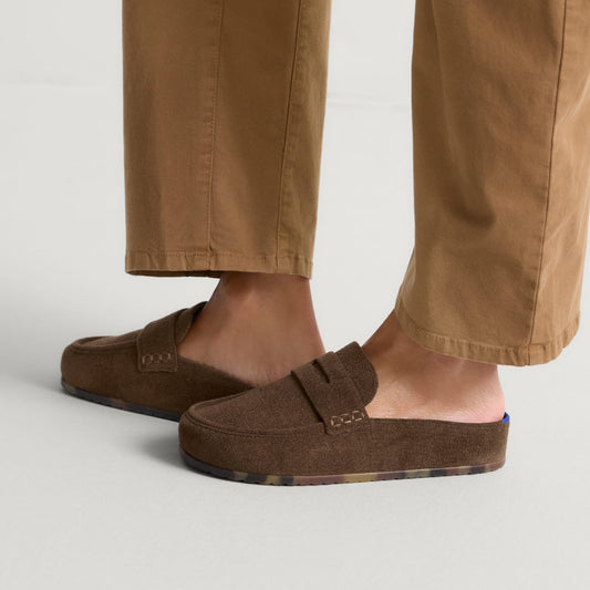 hover | Model wearing The Penny Clog in ReVelvet™ Bistro.