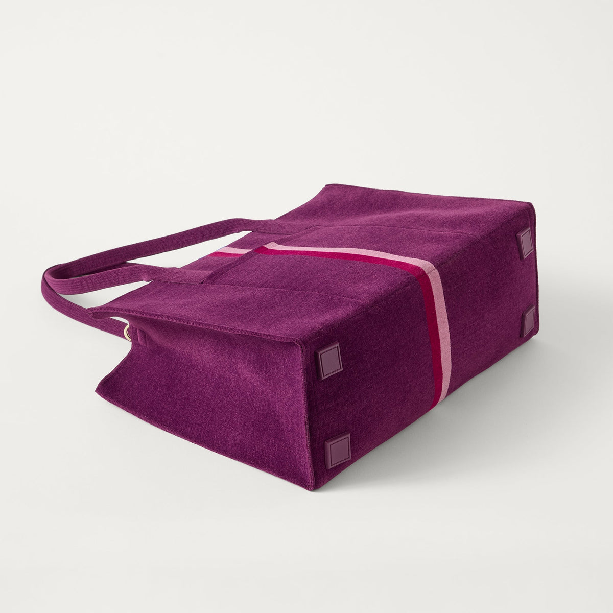 The Classic Tote in ReVelvet Orchid, shown from the bottom.